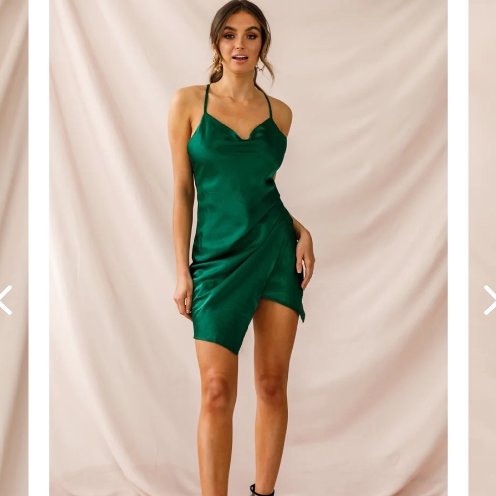 Holiday Dress! Hey Girl Cowl Neck Wrap Front Dress (Forest Green) Selfie Leslie - Picture 1 of 3